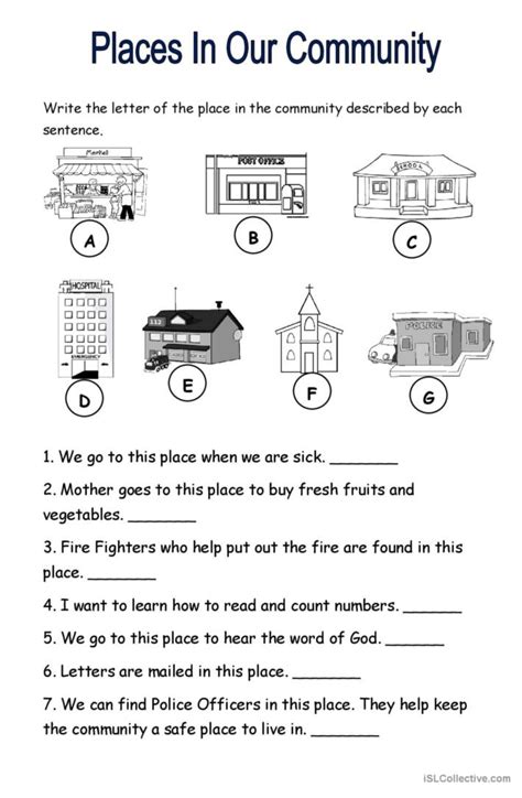 Places In The Community: English ESL worksheets pdf & doc