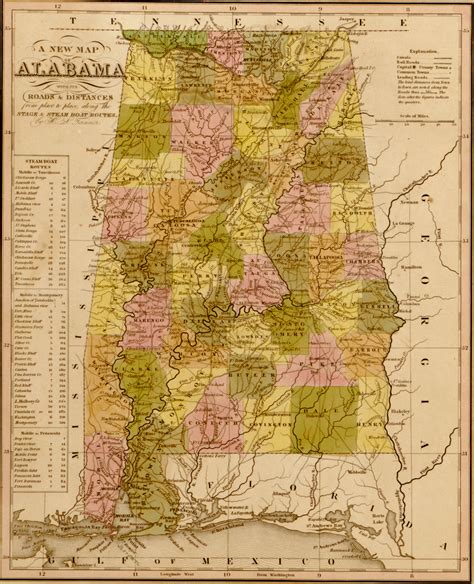 Alabama 1844 by Vintage Maps – Bentley Art Publishing