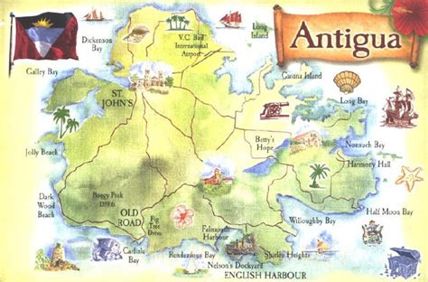 My Favorite Postcards: Map of Antigua Island