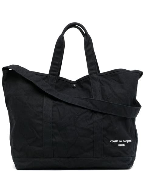 Comme Des Garçons Homme logo-embroidery Canvas Tote - Farfetch