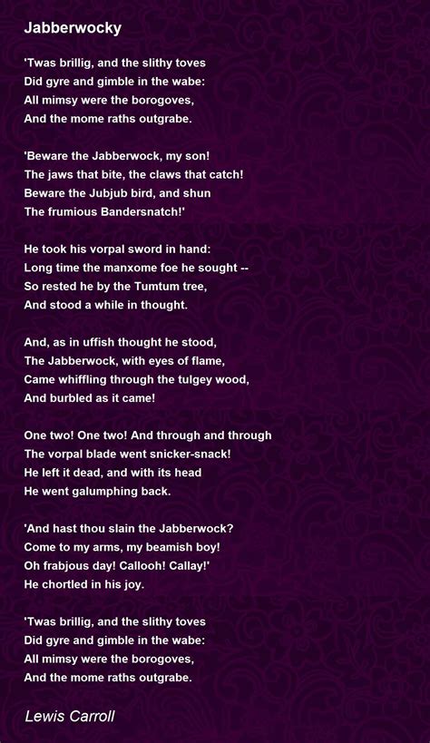 Jabberwocky - Jabberwocky Poem by Lewis Carroll