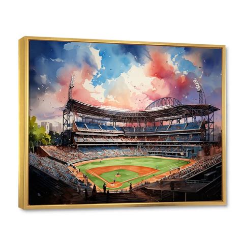 Designart "Abstract Baseball Stadium III" Architecture Framed Canvas ...