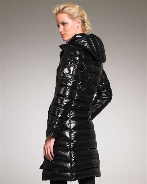 Lyst - Moncler Laque Hooded Puffer Jacket Long in Black