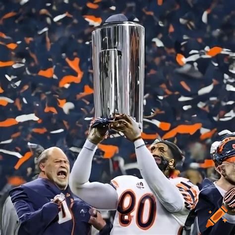 Chicago bears celebrating winning the super bowl on Craiyon