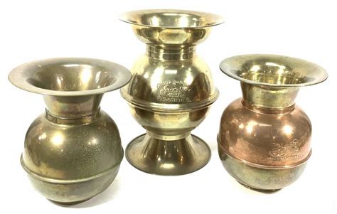 Lot - (3) Vintage Brass/ Copper Spittoons, Chicago Rock