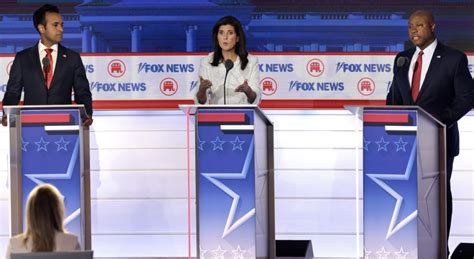 Nikki Haley and Vivek Ramaswamy spar over aid to Israel at first GOP ...