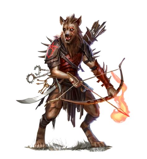 Male Gnoll Ranger Archer - Laslunn - Pathfinder 2E PFRPG DND D&D 3.5 5E 5th ed d20 fantasy ...