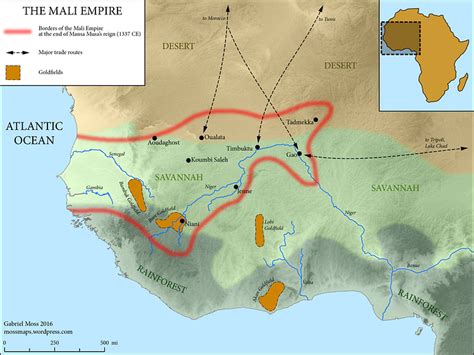 Map of the Mali Empire, c. 1337 CE (Illustration) - World History ...