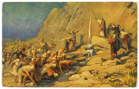 During The Exodus, Moses Strikes Drawing by Mary Evans Picture Library ...