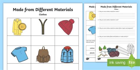 Clothes Materials Worksheets (Teacher-Made)