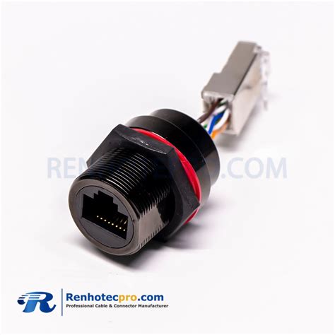 rj45 Panel Mount Waterproof Connector Female to Male Front Mount rj45 Waterproof Connector with ...