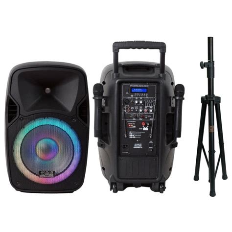 Absolute USPROBAT15 Portable 15" Speaker 3500W PA System Wireless Mic Bluetooth Rechargeable ...