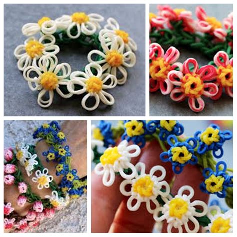 Wonderful DIY Rainbow Loom Daisy Flower Bracelet