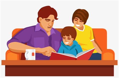 Reading Books Cartoon Png - Family Reading Together Cartoon - Free ...