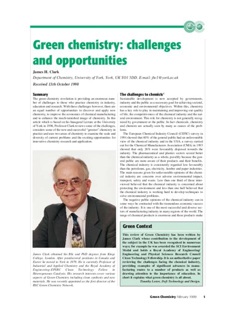 (PDF) Green Chemistry - Challenges Opportunities | Joao Oliveira ...