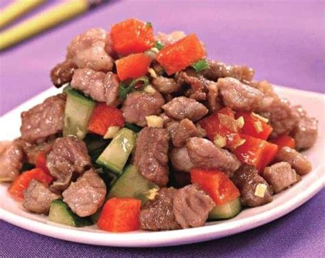 Chinese Sauteed Diced Pork With Vegetables Recipe | My Chinese Recipes