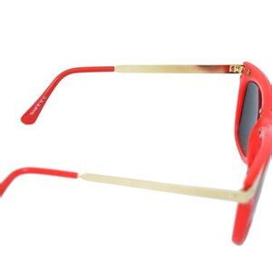 Vintage Retro Sunglasses Bright Red and Gold Colors Dark Lens - Etsy