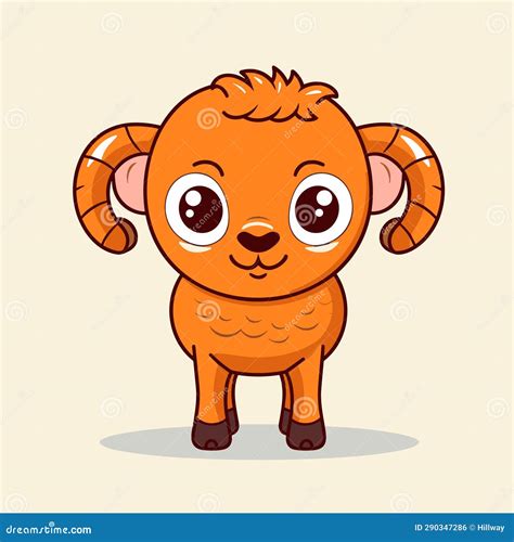 A Cartoon Cute Baby Ram Farm Animal Character, Vector Stock ...