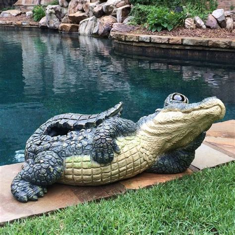 Whimsical Lying Gator the Alligator Garden Statue | Garden statues ...