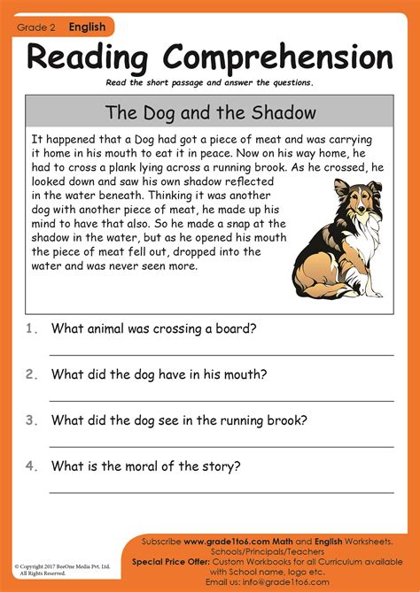 Reading comprehension for Grade 2 | Grade1to6