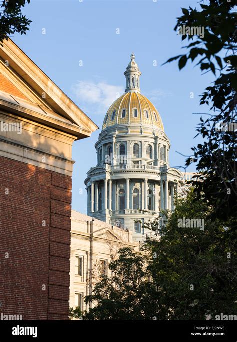 Gold covered dome of State Capitol Denver Stock Photo - Alamy