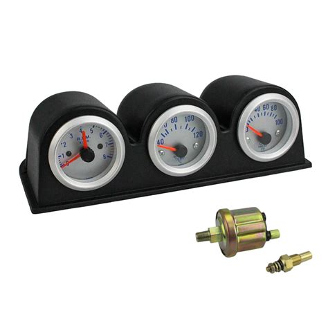 2inch 52MM Triple Gauge Kit Tachometer RPM+Water Temp Temperature Gauge+Oil Press Pressure Gauge ...