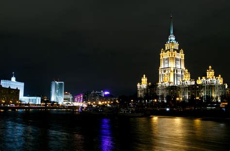 Free Images - moscow city night skyscrapers