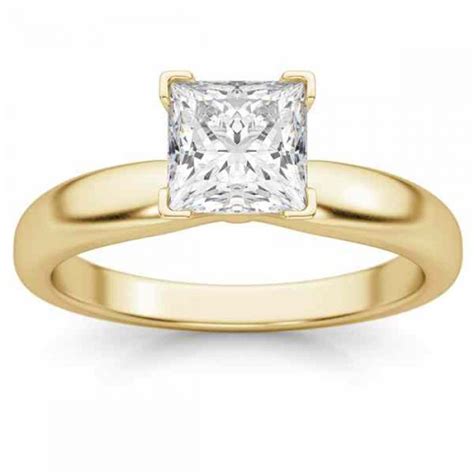 Rings : 1 Carat Princess Cut Diamond Solitaire Ring, 14K ...