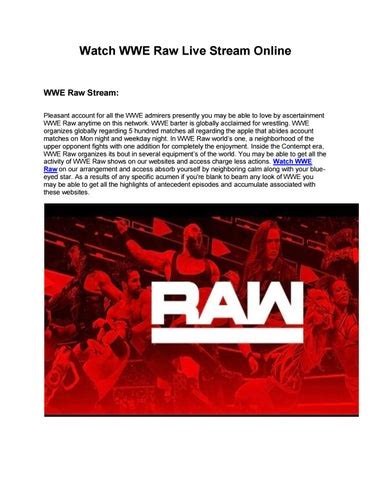 WWE Raw Live Stream Online Free by jack8414 - Issuu