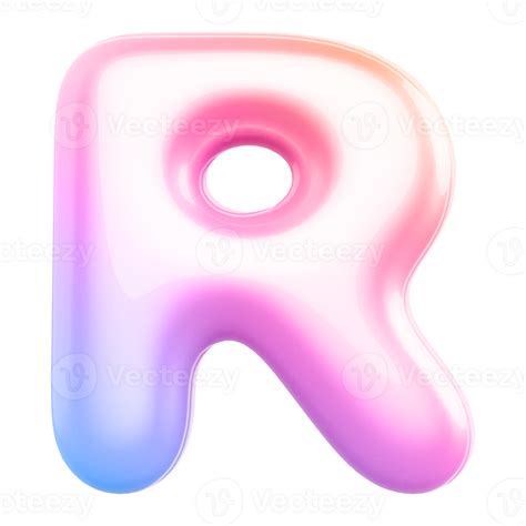 Gradient bubble letter R font 3d render 36306482 PNG
