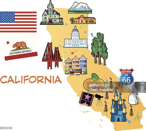 Cartoon Map Of California High-Res Vector Graphic - Getty Images