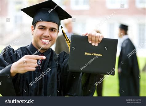 Graduation: Hispanic Student Excited About Diploma And Graduating Stock ...