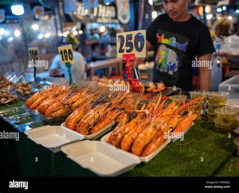 BANGKOK, THAILAND - MAY 21, 2019: Street food at the Train Night Market ...