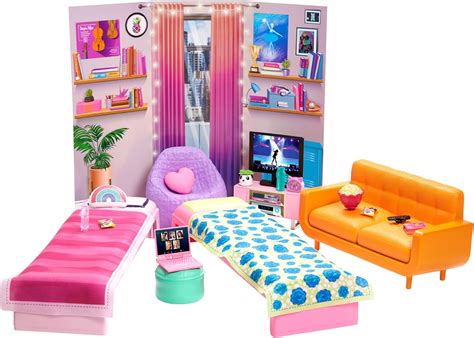 Barbie: Big City, Big Dreams Dorm Room Set de jeu avec 2 lits, canapé ...