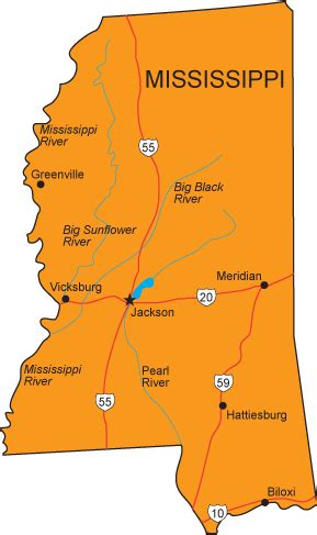 MS Map - Mississippi State Map