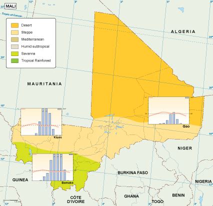 Mali climate map. EPS Illustrator Map | Vector World Maps