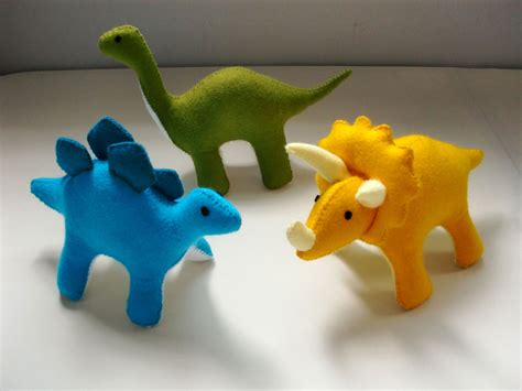 Felt Dinosaur Pattern Set - Stegosaurus, Triceratops, Brontosaurus, Volcano, Fern (Patterns and ...