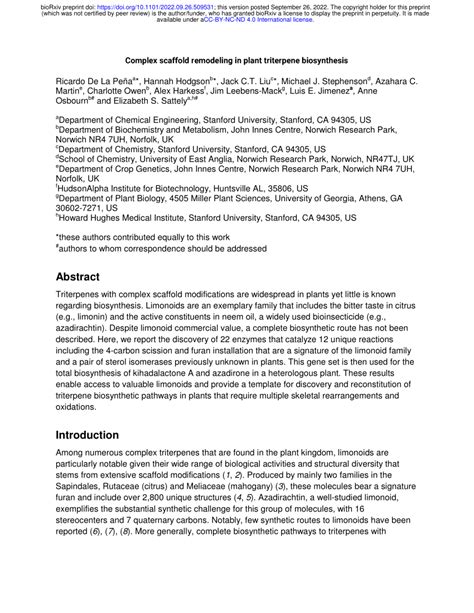 (PDF) Complex scaffold remodeling in plant triterpene biosynthesis