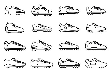 Football boots icons set outline vector. Soccer boot 8648508 Vector Art at Vecteezy