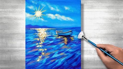 Sunny blue sea painting | Acrylic painting tutorial | Daily art #251 ...