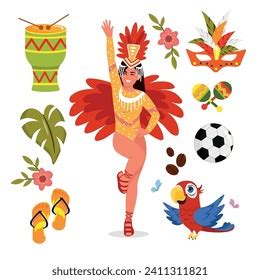 Set Elements Brazilian Culture Vector Illustration Stock Vector ...