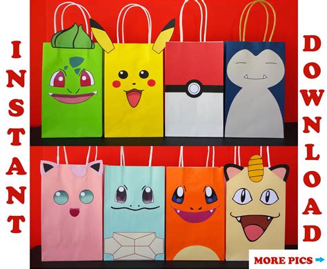 Pokemon Favor Bags/ Pokemon Party Bags/ Pokemon Birthday Party Favors ...