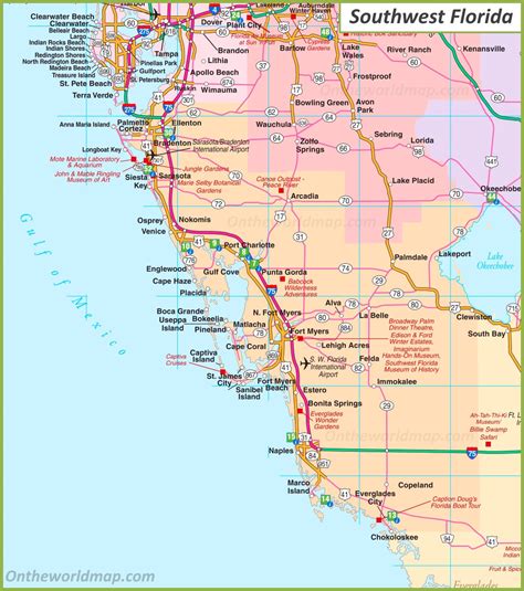 Map of Southwest Florida - Ontheworldmap.com