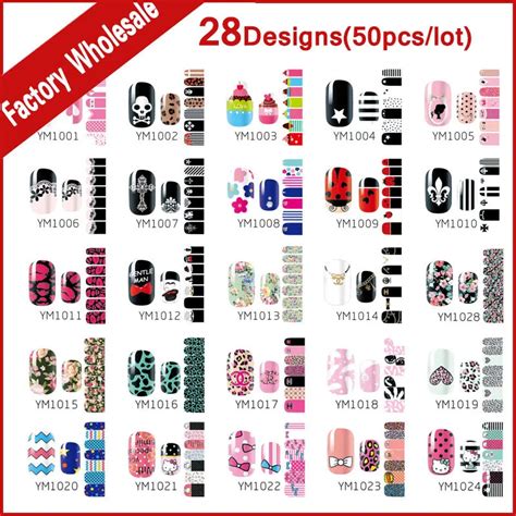 Aliexpress.com : Buy 28Designs(50pcs) New Nail Art Stickers Decals Skull Flowers Nail Tips ...