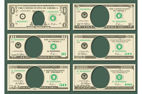 Dollar currency notes vector money templates