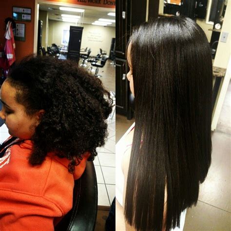 Chemically Straightened Hair Before And After