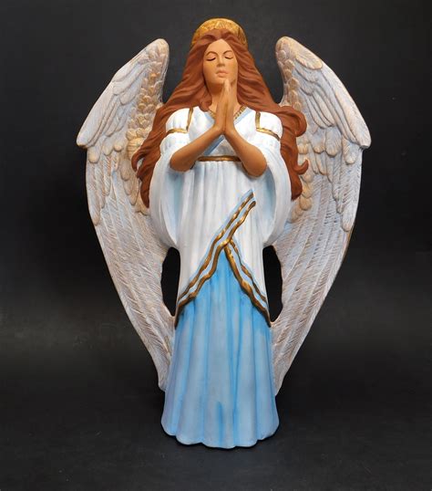 Large Beautiful Angel Praying Hand Painted Ceramic Figurine - Etsy