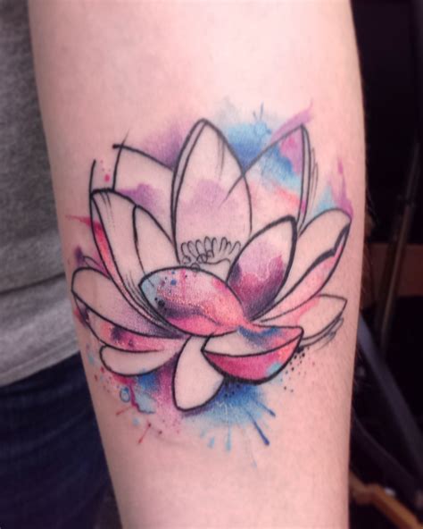 Watercolour lotus ( I know) by Brandon Smith Motor City Tattoos Oshawa ON | Lotus tattoo, Lotus ...