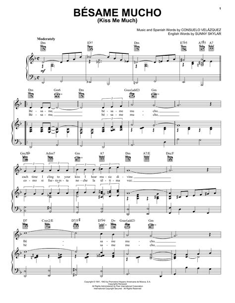 Diana Krall "Besame Mucho (Kiss Me Much)" Sheet Music Notes | Download Printable PDF Score 16483