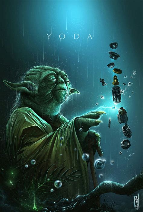 an image of a yoda in the rain with bubbles coming out of his hands